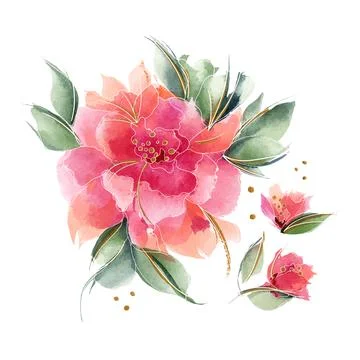 Pink floral composition with delicate fragrant rose flowers Stock Illustration