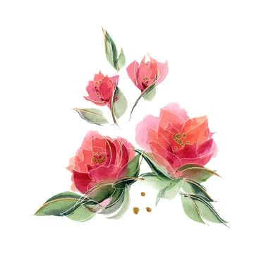 Pink floral composition with delicate fragrant rose flowers Stock Illustration