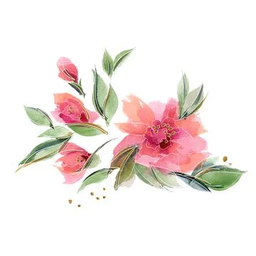 Pink floral composition with delicate fragrant rose flowers Stock Illustration