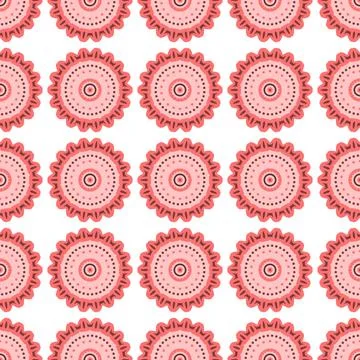Pink Floral Mandala Pattern on White Background Illustrazione stock