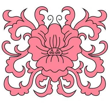 Pink floral pattern with foliate elements Stock Illustration