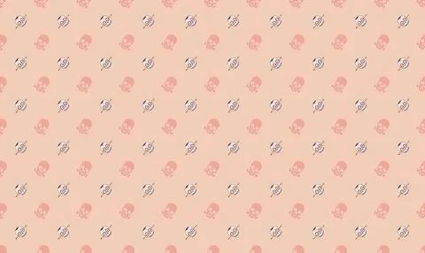 Pink floral pattern with small roses and leaves on beige background Illustrazione stock