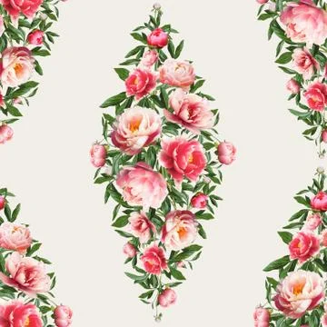 Pink floral pattern on a white background Stock Illustration