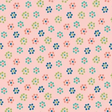 Pink floral simple springtime seamless vector pattern Stock Illustration