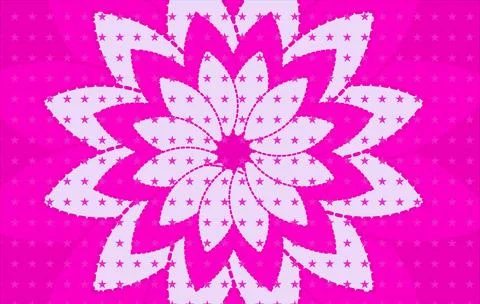 Pink Floral Star Pattern Abstract Background With Radiating Petals And Deco.. イラスト素材