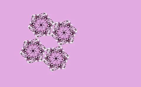 Pink Floral Vector Pattern on Solid Background 스톡 일러스트