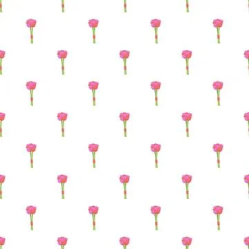 Pink flower bouquet seamless pattern on white background Stock Illustration