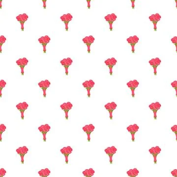Pink flower bouquets seamless pattern on white background Stock Illustration