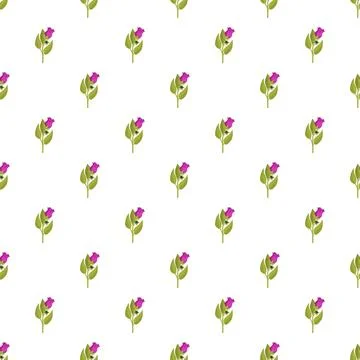 Pink flower buds seamless pattern on white background Stock Illustration