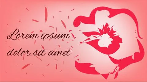Pink flower card with text Stock Illustration