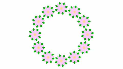 Pink flower circle white Stock Footage 234742915