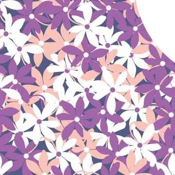 Pink flower field seamless vector pattern Illustrazione stock