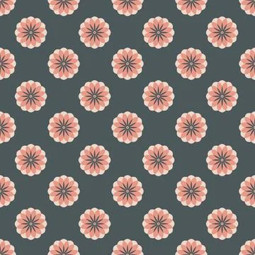Pink flower on gray background simple seamless pattern for textile Stock Illustration