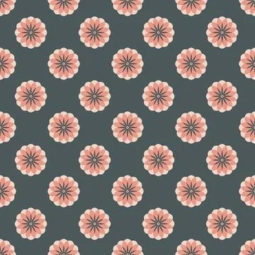 Pink flower on gray background simple seamless pattern for textile Stock Illustration