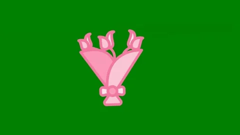 Pink flower green background bow bunny green screen animated chromakey Video stock 314067269