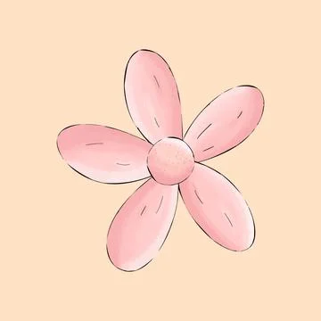 Pink flower hand drawn vector illustration Stock Illustration