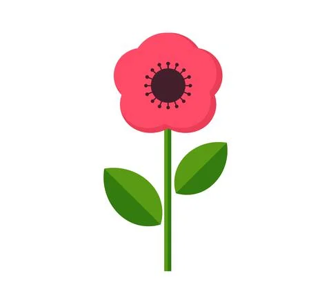 Pink flower icon, flat design. Vector illustration. Stock Illustration