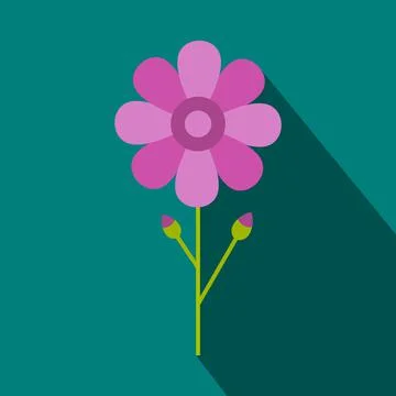 Pink flower icon, flat style Stock Illustration