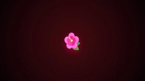 Pink flower icon floating and rotating gently against a dark background Stock-Footage 345013299