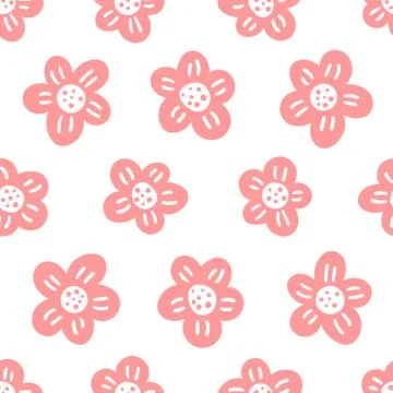 Pink flower pattern on white background 库存插图