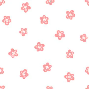 Pink flower pattern on white background Stock Illustration