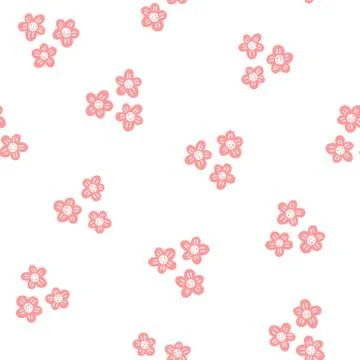Pink flower pattern on white background 库存插图