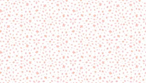 Pink flower petal seamless pattern in japanese style on white background Stock Illustration
