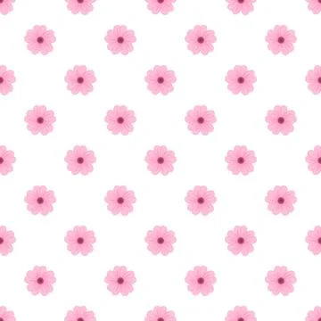 Pink flower repeating pattern creating floral background decoration Stock Illustration