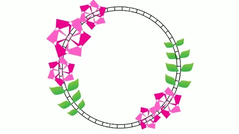 Pink flower round frame animation Stock Footage 242653588