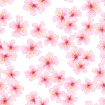 Pink flower, sakura seamless pattern. Japanese cherry blossom for fabric textile Stock Illustration