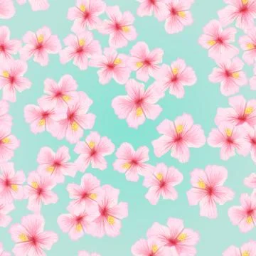 Pink flower, sakura seamless pattern. Japanese cherry blossom for fabric textile Stock Illustration