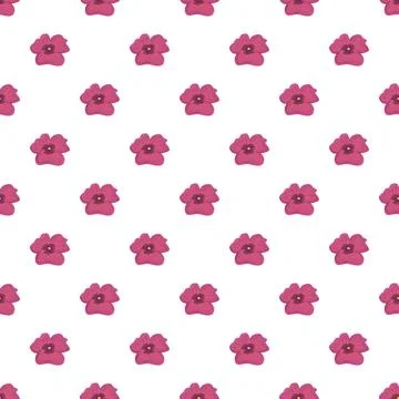 Pink flower seamless pattern on white background Stock Illustration