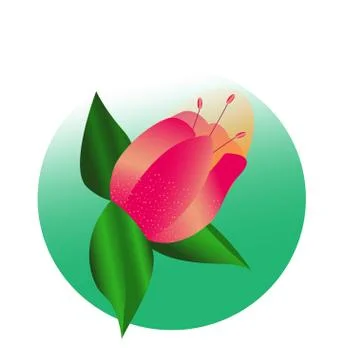 Pink Flower vector logo in a round frame. Element for beauty and spa, logotyp Illustrazione stock