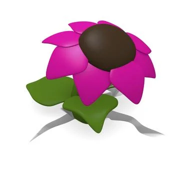 Pink flower on a white background, 3d growth concept Ilustração Stock