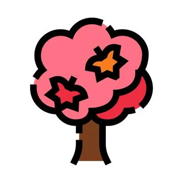 Pink flowering tree blossoming during spring season Illustrazione stock