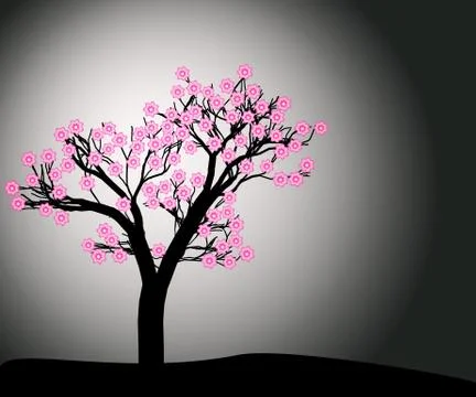 Pink flowering tree. Stock Illustration