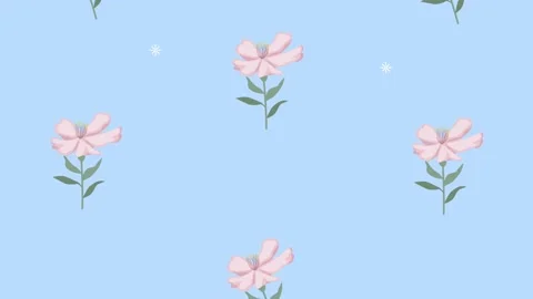 Pink flowers and leafs pattern in background Video stock 155866061