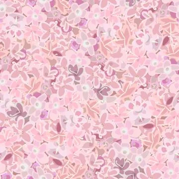 Pink flowers background seamless pattern carnation, crane's-bill or meadow ge Stock Illustration
