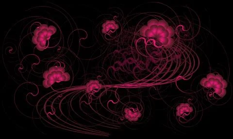 Pink flowers background, vector. Illustration