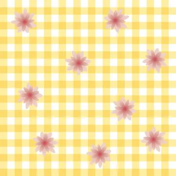 Pink flowers on checkered background - vector endlessly Stock Illustration