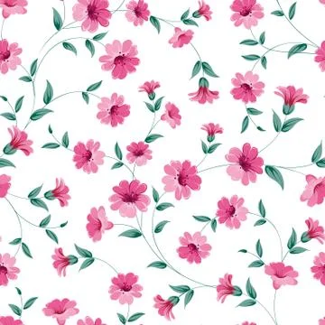 Pink flowers fabric. Stock Illustration