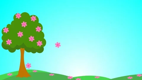Pink flowers falling from a tree 2D animation Video stock 289922188