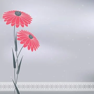 Pink flowers on gray Stock Illustration