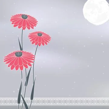 Pink flowers on gray Stock Illustration