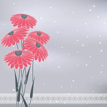 Pink flowers on gray Stock Illustration