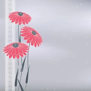 Pink flowers on gray Stock Illustration