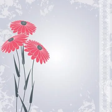 Pink flowers on gray Stock Illustration