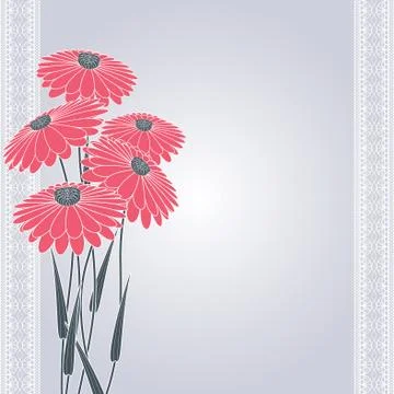 Pink flowers on gray Stock Illustration