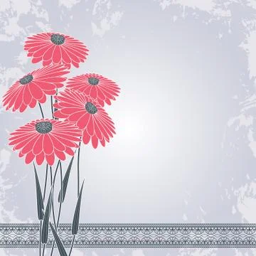 Pink flowers on gray Stock Illustration