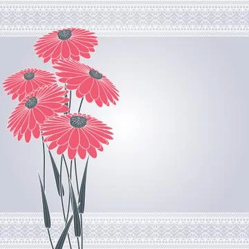 Pink flowers on gray Stock Illustration